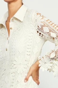 SKIES ARE BLUE Mini Dresses*Embroidered Eyelet Lace Mini Dress Cream