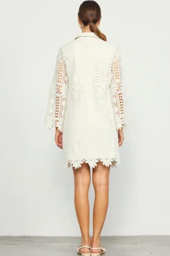 SKIES ARE BLUE Mini Dresses*Embroidered Eyelet Lace Mini Dress Cream