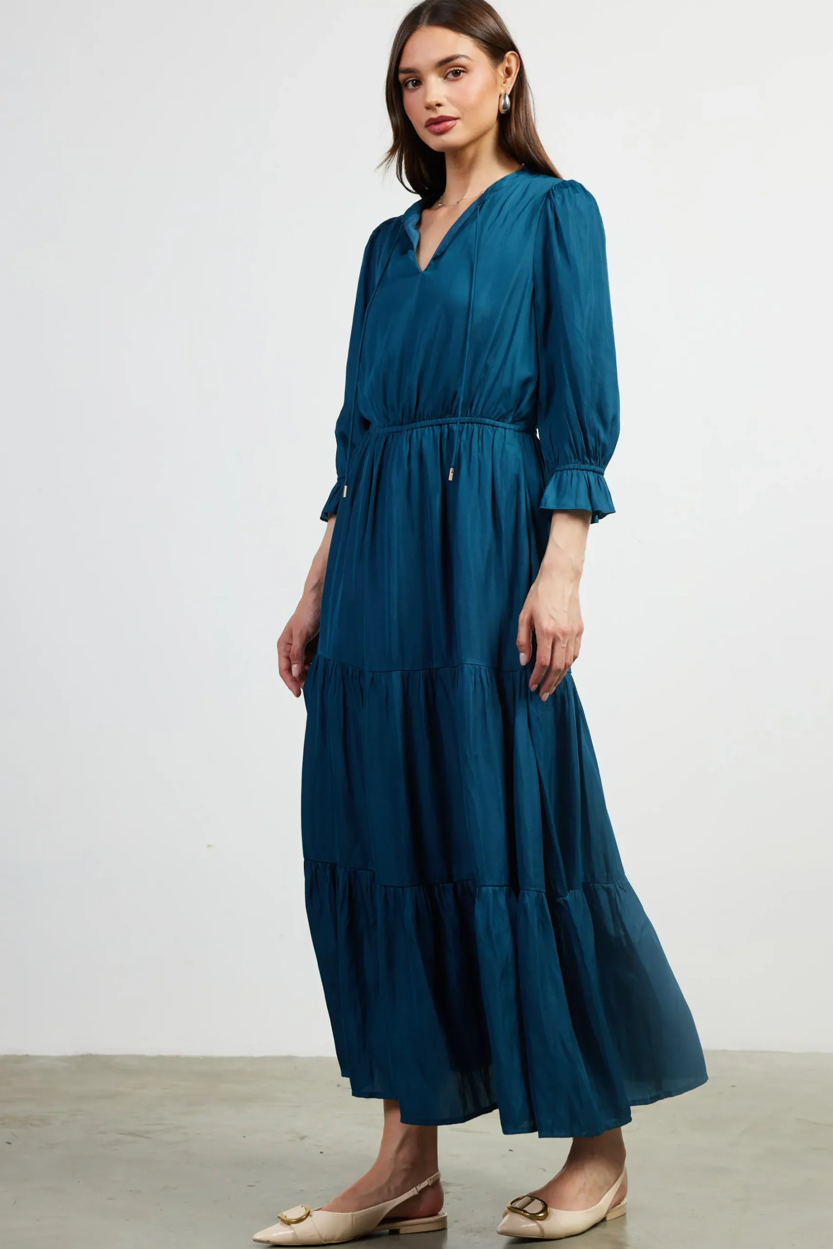 SKIES ARE BLUE Maxi Dresses*Emery Ruffle Tiered Maxi Dress Teal