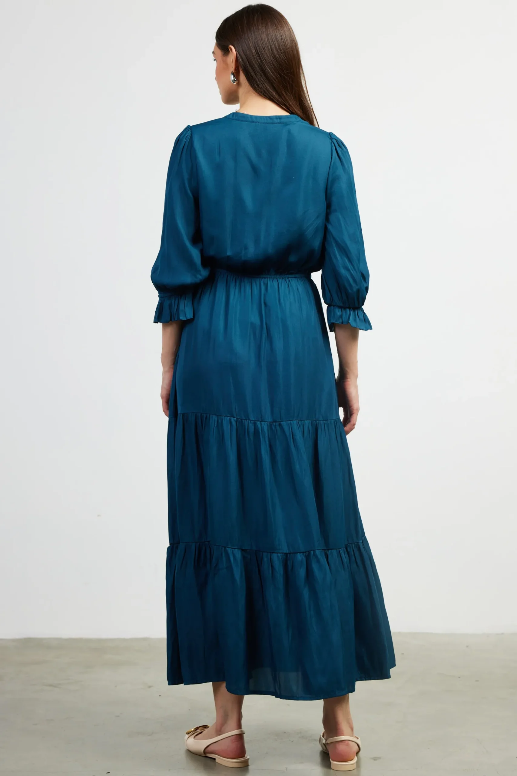 SKIES ARE BLUE Maxi Dresses*Emery Ruffle Tiered Maxi Dress Teal