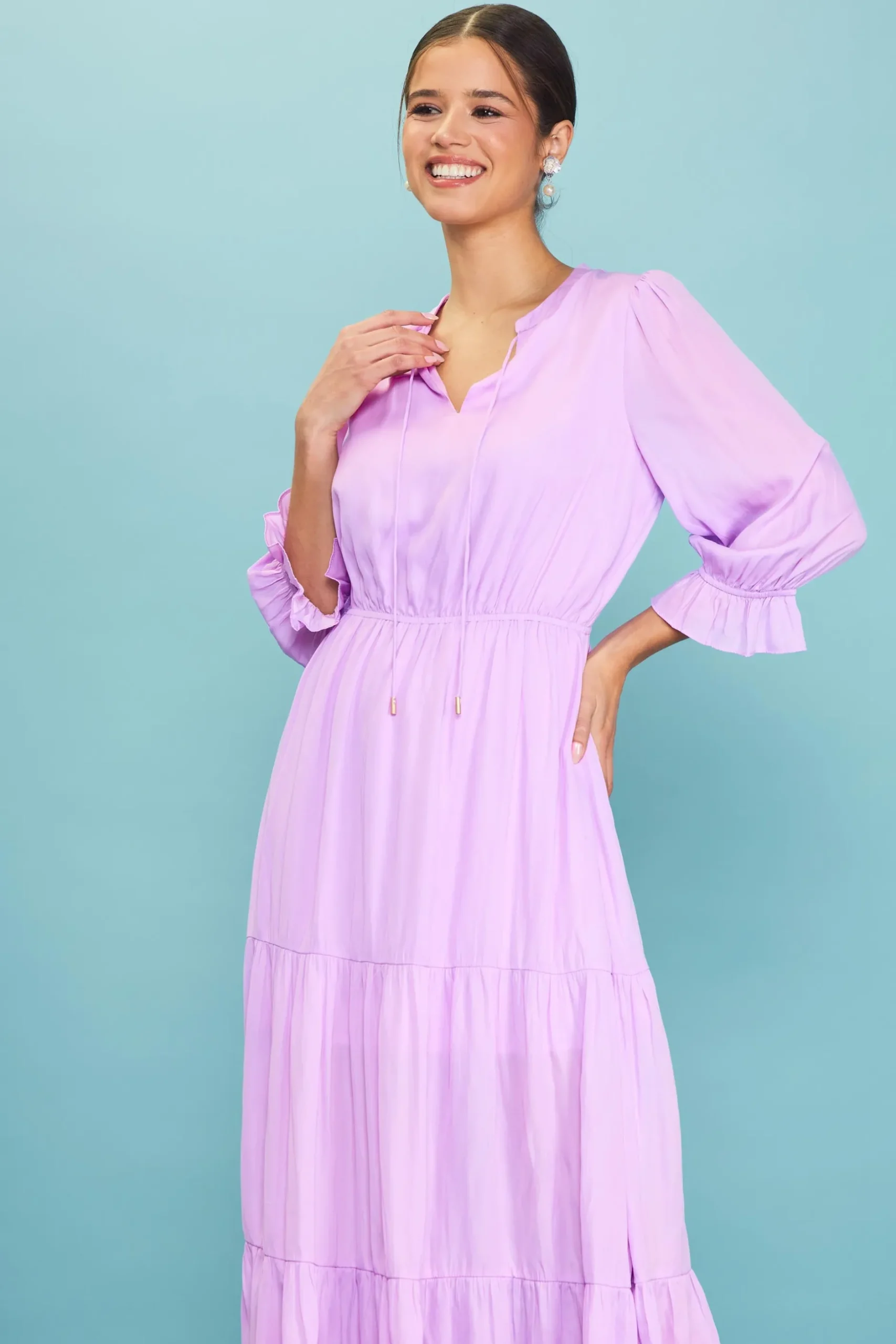 SKIES ARE BLUE Maxi Dresses*Emery Ruffle Tiered Maxi Dress Lavender