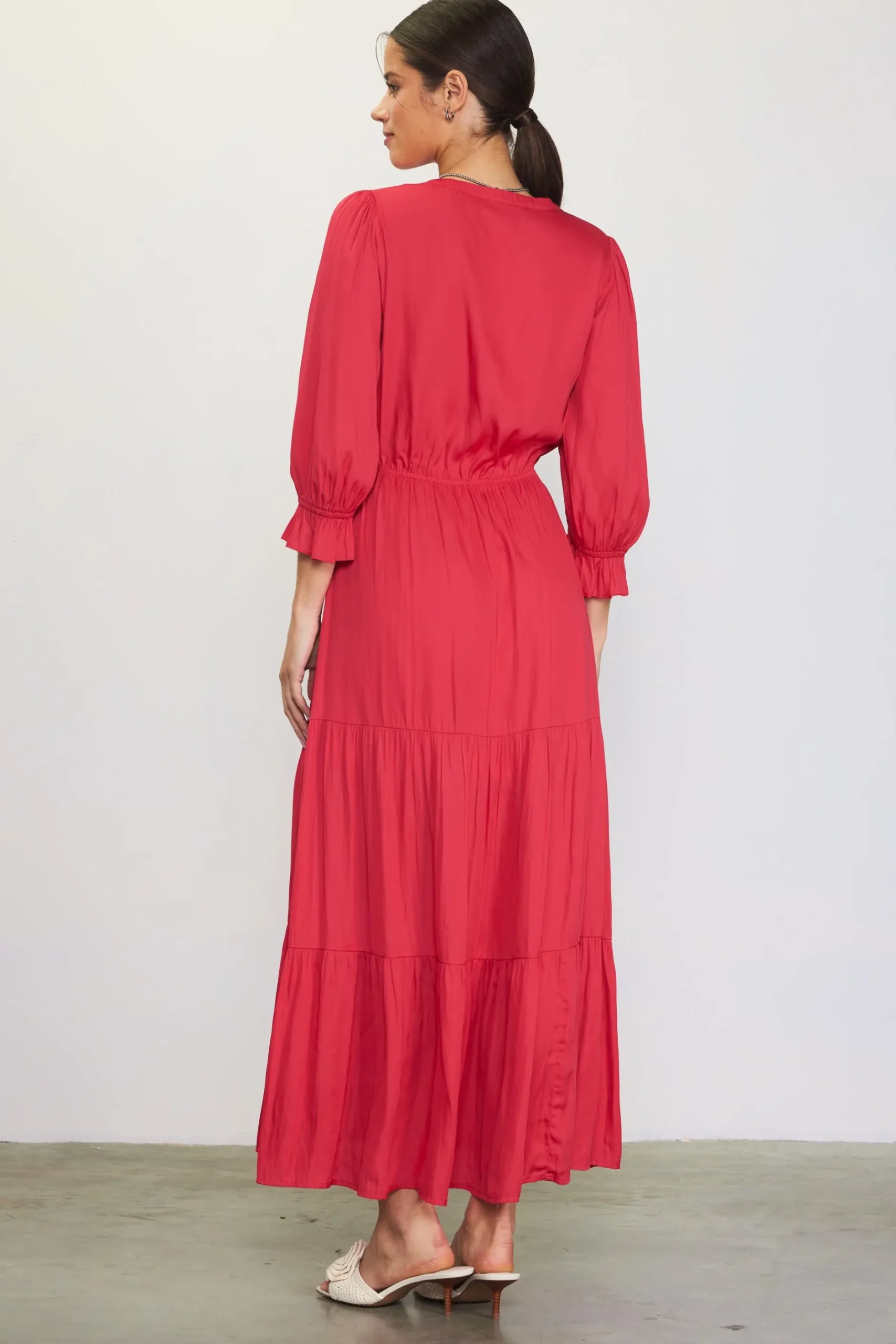 SKIES ARE BLUE Maxi Dresses*Emery Ruffle Tiered Maxi Dress Cherry