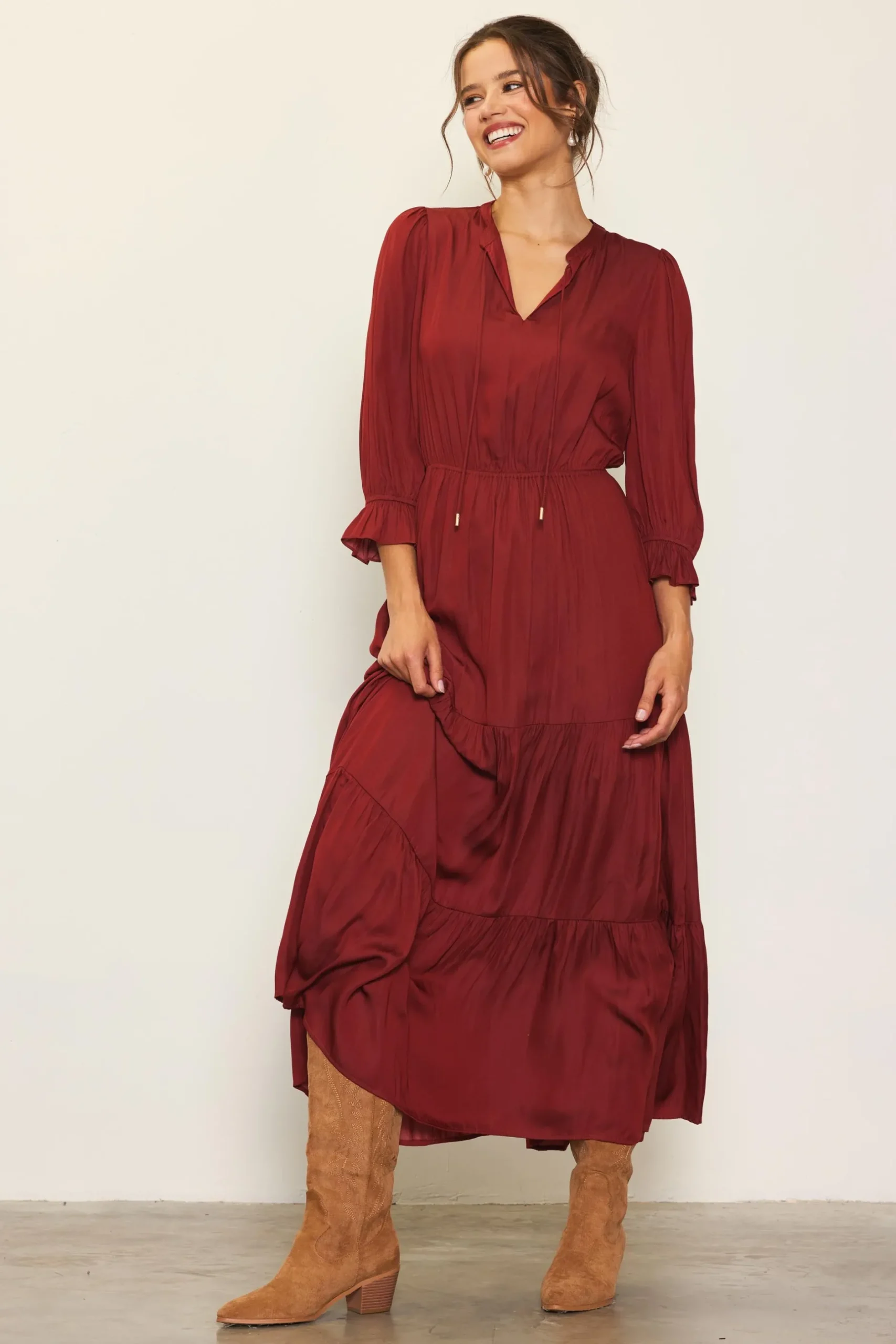SKIES ARE BLUE Maxi Dresses*Emery Ruffle Tiered Maxi Dress Amberrust