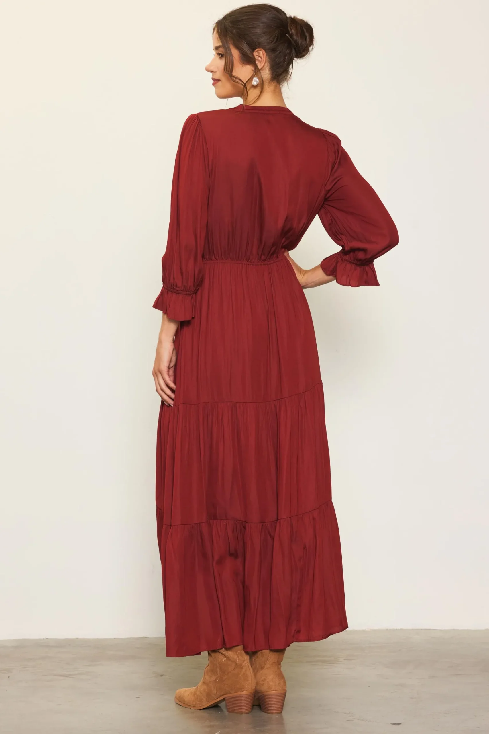 SKIES ARE BLUE Maxi Dresses*Emery Ruffle Tiered Maxi Dress Amberrust
