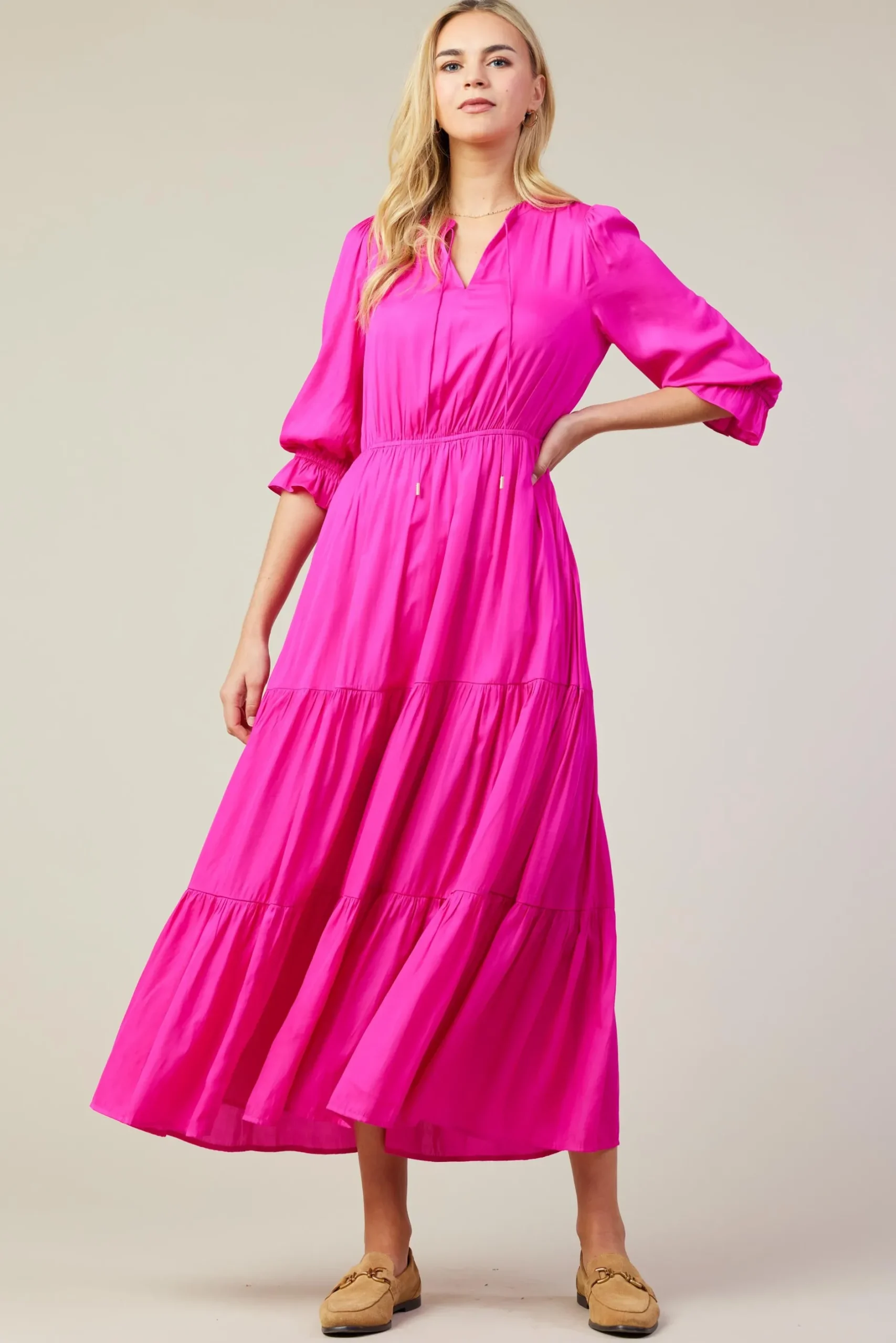 SKIES ARE BLUE Maxi Dresses*Emery Ruffle Tiered Maxi Dress Hyperpink