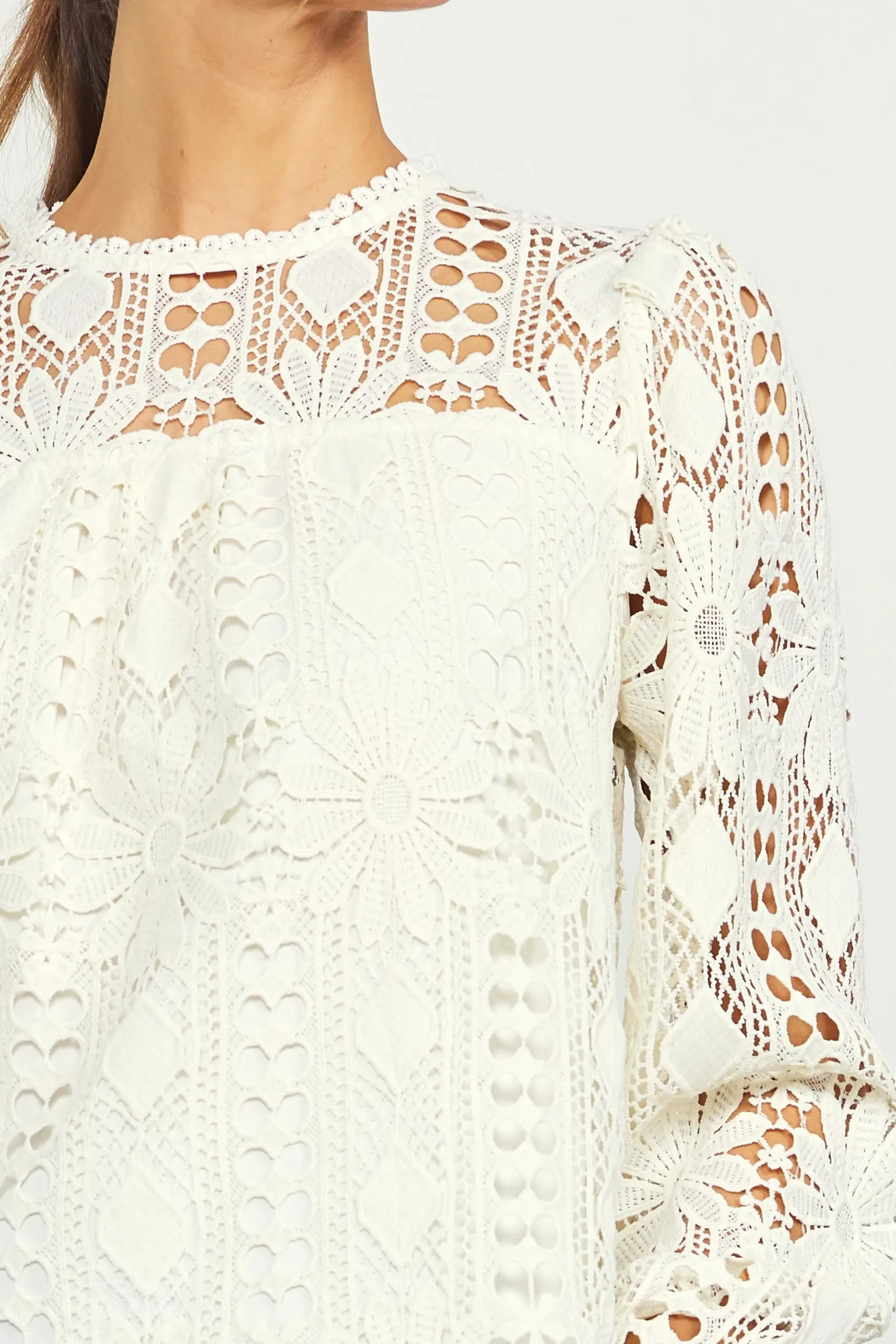 SKIES ARE BLUE Blouses|Long Sleeve Tops*Eyelet Lace Longsleeve Blouse Cream