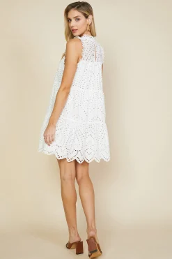SKIES ARE BLUE Mini Dresses*Eyelet Lace Mini Dress White