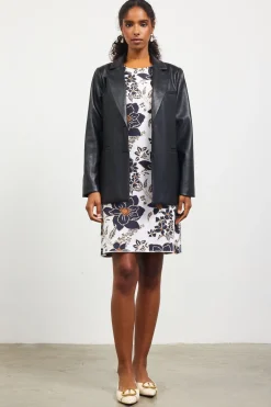 SKIES ARE BLUE Outerwear|Blazers*Faux Leather Tailored Blazer Black