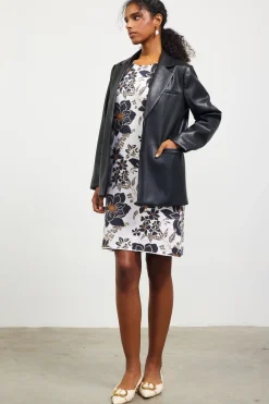 SKIES ARE BLUE Outerwear|Blazers*Faux Leather Tailored Blazer Black