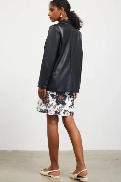 SKIES ARE BLUE Outerwear|Blazers*Faux Leather Tailored Blazer Black