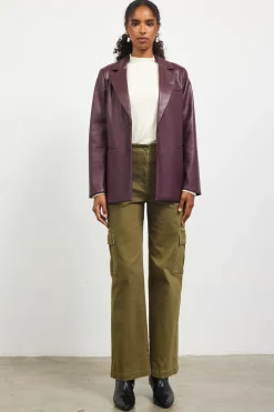 SKIES ARE BLUE Outerwear|Blazers*Faux Leather Tailored Blazer Plum