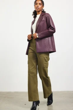 SKIES ARE BLUE Outerwear|Blazers*Faux Leather Tailored Blazer Plum