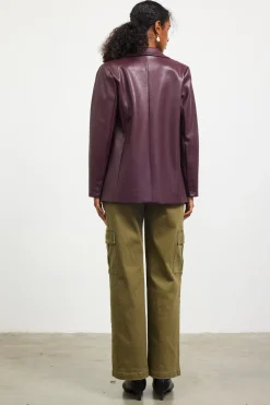 SKIES ARE BLUE Outerwear|Blazers*Faux Leather Tailored Blazer Plum
