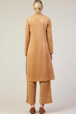 SKIES ARE BLUE Outerwear*Faux Suede Duster Coat Camel