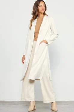 SKIES ARE BLUE Outerwear*Faux Suede Duster Coat Cream