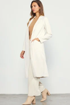 SKIES ARE BLUE Outerwear*Faux Suede Duster Coat Cream