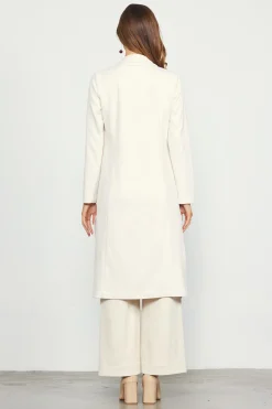 SKIES ARE BLUE Outerwear*Faux Suede Duster Coat Cream