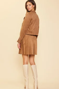 SKIES ARE BLUE Outerwear*Faux Suede Moto Jacket Brown-ivory