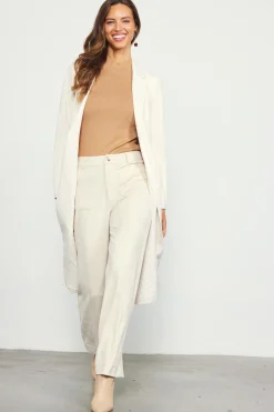 SKIES ARE BLUE Pants*Faux Suede Wide Leg Pant Cream