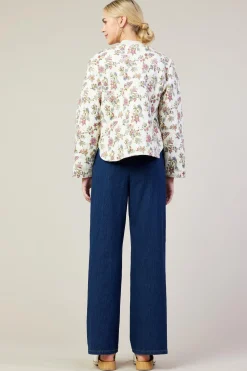 SKIES ARE BLUE Outerwear*Floral Print Quilted Jacket Ivory-multi