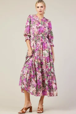 SKIES ARE BLUE Maxi Dresses*Floral Print Ruffle Maxi Dress Orchidmulti