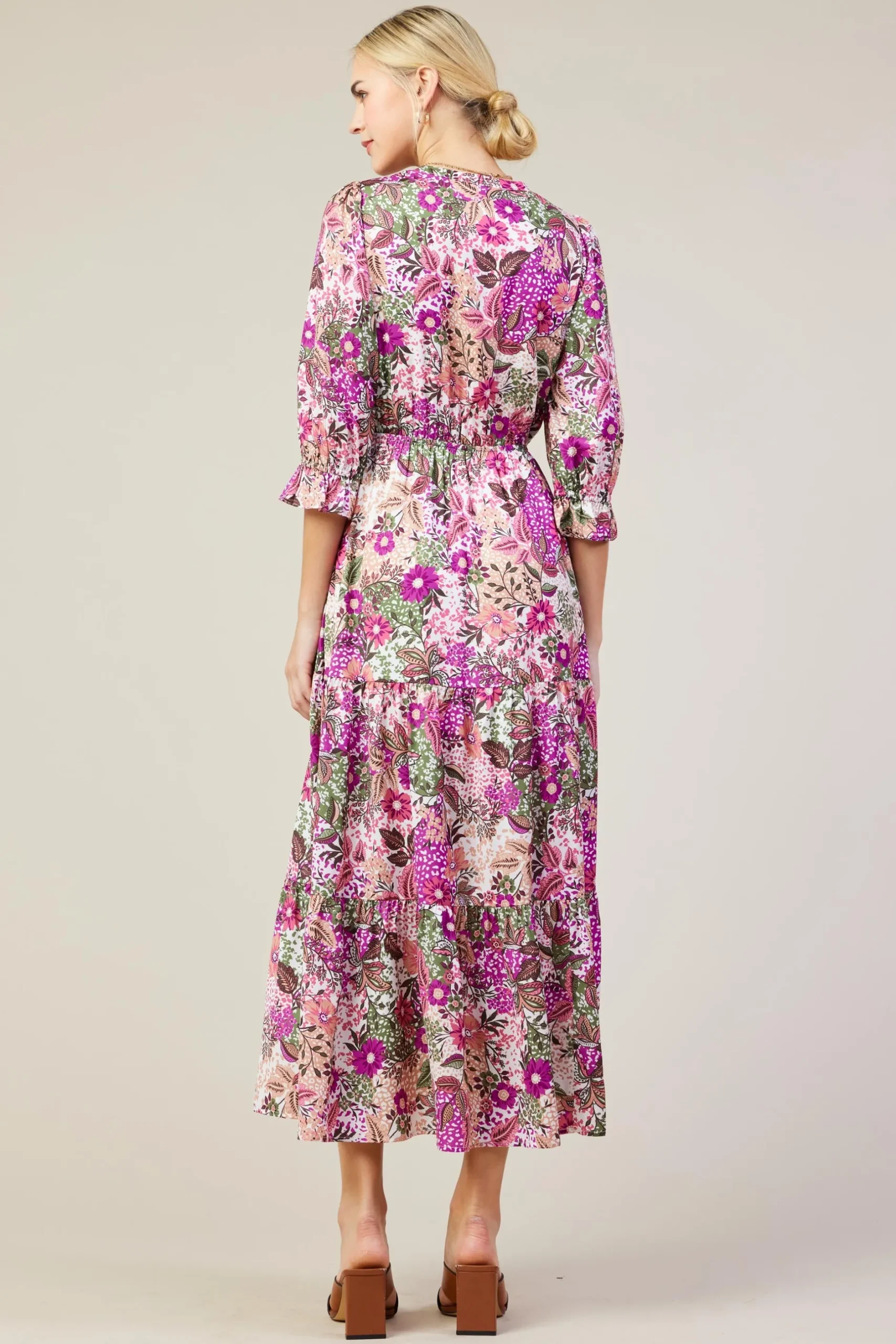 SKIES ARE BLUE Maxi Dresses*Floral Print Ruffle Maxi Dress Orchidmulti