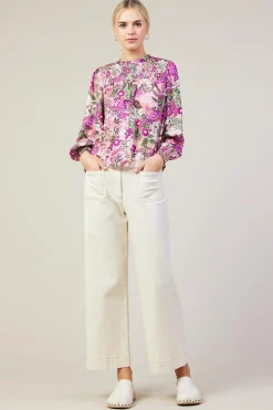 SKIES ARE BLUE Blouses|Long Sleeve Tops*Floral Print Smocked Neckline Blouse Orchidmulti