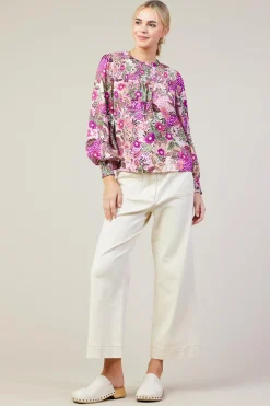 SKIES ARE BLUE Blouses|Long Sleeve Tops*Floral Print Smocked Neckline Blouse Orchidmulti