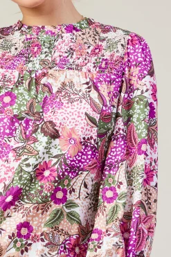 SKIES ARE BLUE Blouses|Long Sleeve Tops*Floral Print Smocked Neckline Blouse Orchidmulti