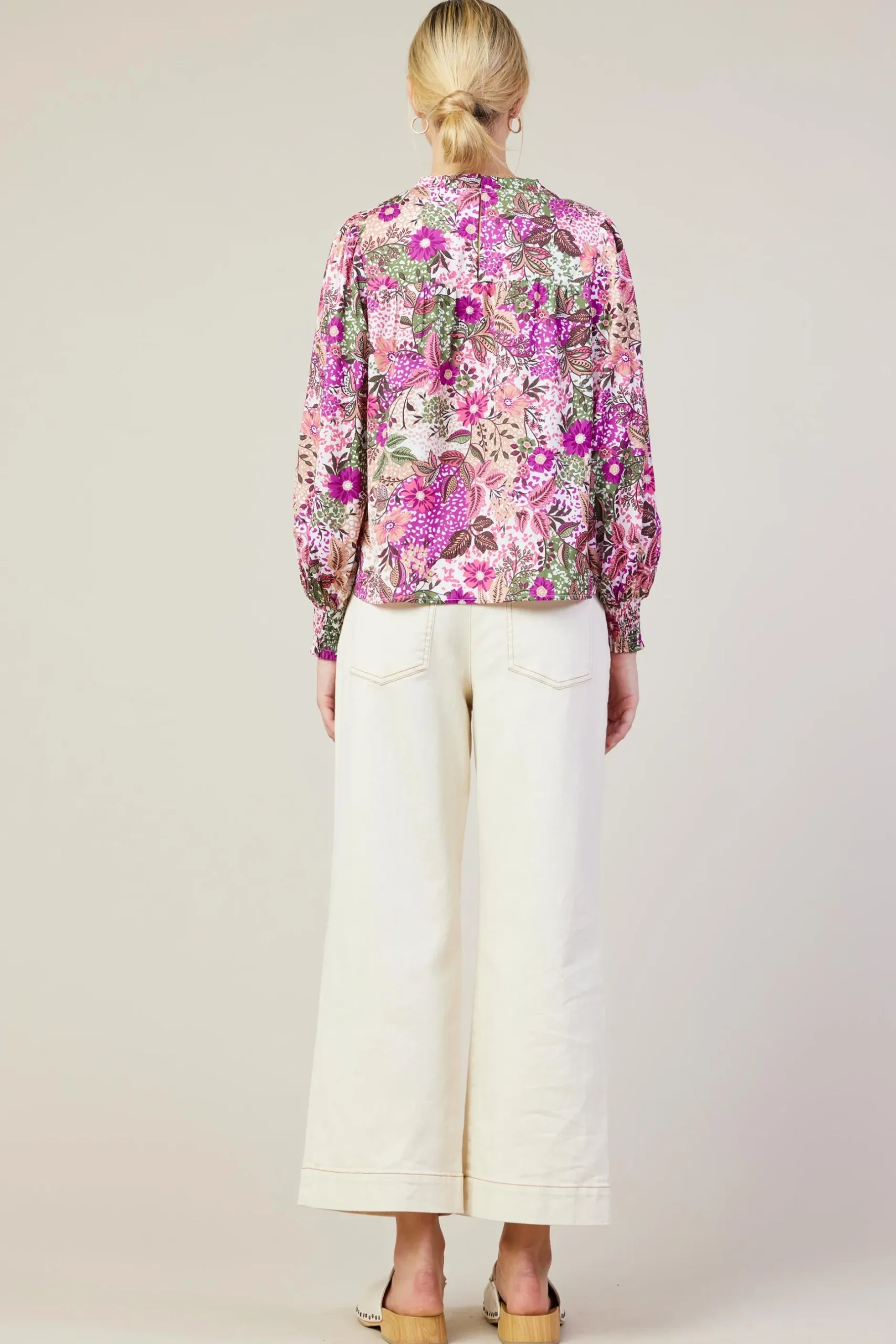 SKIES ARE BLUE Blouses|Long Sleeve Tops*Floral Print Smocked Neckline Blouse Orchidmulti