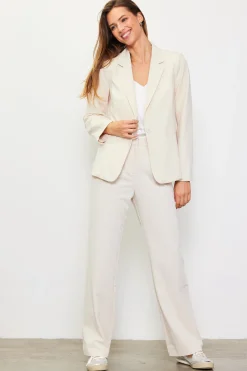 SKIES ARE BLUE Pants*Front Pleat Wide Leg Trousers Cream