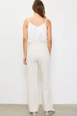 SKIES ARE BLUE Pants*Front Pleat Wide Leg Trousers Cream
