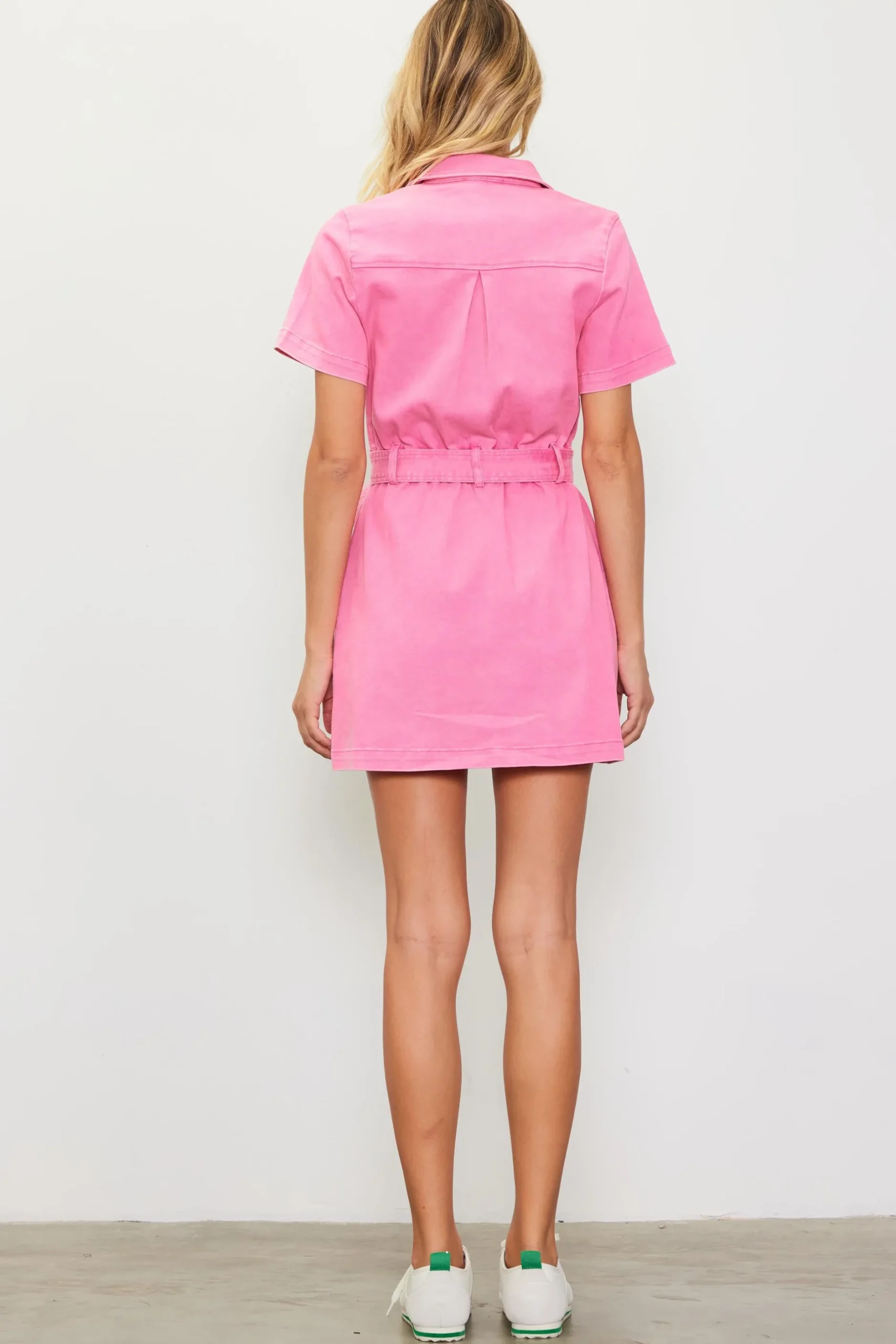 SKIES ARE BLUE Mini Dresses*Front-Zip Utility Mini Dress Pink