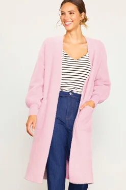 SKIES ARE BLUE Outerwear|Sweaters*Fuzzy Longsleeve Cardigan Blush