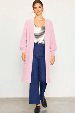 SKIES ARE BLUE Outerwear|Sweaters*Fuzzy Longsleeve Cardigan Blush