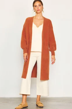 SKIES ARE BLUE Outerwear|Sweaters*Fuzzy Longsleeve Cardigan Rust