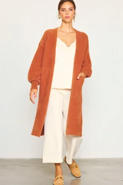 SKIES ARE BLUE Outerwear|Sweaters*Fuzzy Longsleeve Cardigan Rust