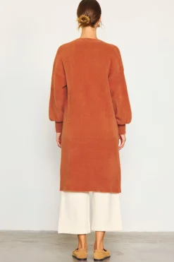 SKIES ARE BLUE Outerwear|Sweaters*Fuzzy Longsleeve Cardigan Rust