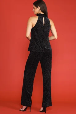 SKIES ARE BLUE Pants*Glitter Dot Velvet Pants Black
