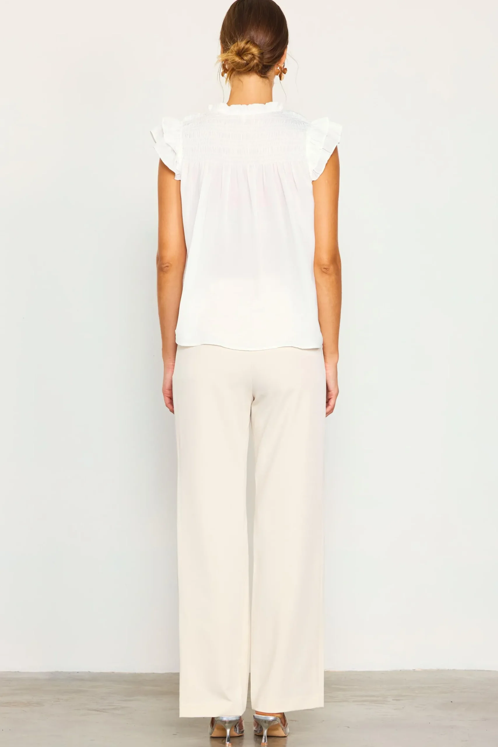 SKIES ARE BLUE Sleeveless Tops|Short Sleeve Tops*Gwynne Ruffle Short Sleeve Top Offwhite