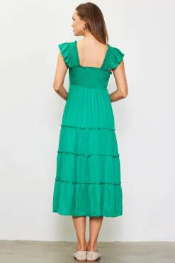SKIES ARE BLUE Midi Dresses*Hathaway Tiered Midi Dress Kelly-green