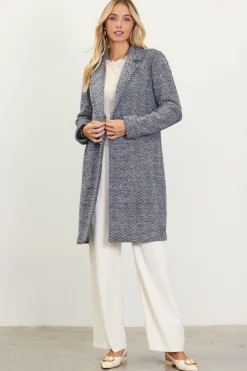 SKIES ARE BLUE Outerwear*Herringbone Single Button Coat Black