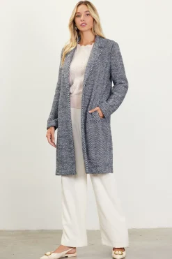 SKIES ARE BLUE Outerwear*Herringbone Single Button Coat Black