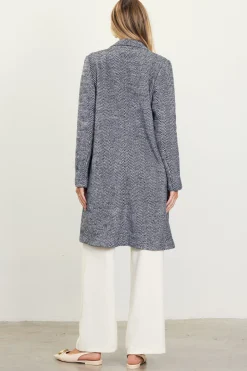 SKIES ARE BLUE Outerwear*Herringbone Single Button Coat Black