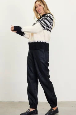 SKIES ARE BLUE Pants*High Waisted Cargo Pants Black