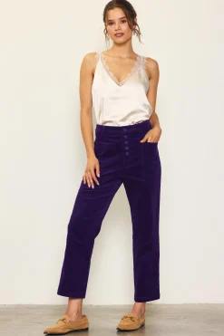 SKIES ARE BLUE Pants*High Waisted Corduroy Pants Grape