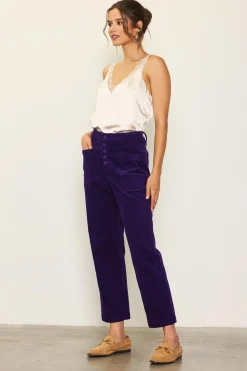 SKIES ARE BLUE Pants*High Waisted Corduroy Pants Grape