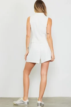 SKIES ARE BLUE Shorts*High Waisted Pleated Skirt Offwhite