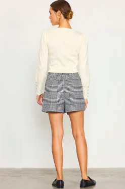 SKIES ARE BLUE Skirts|Shorts*Houndstooth Pleated Mini Skort Cream-black