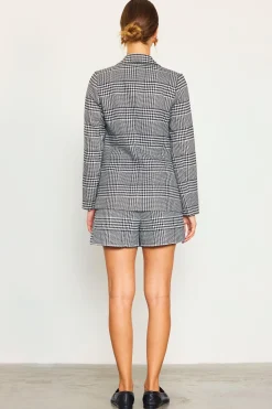 SKIES ARE BLUE Blazers*Houndstooth Tailored Blazer Cream-black
